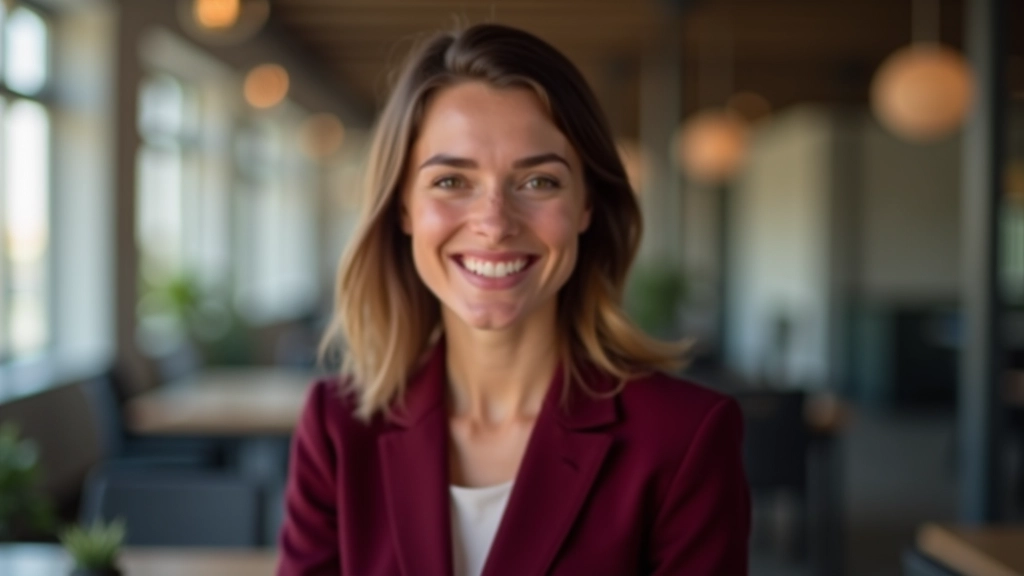 Emma Larsson, Datenanalystin mit blondem Haar, freundliches Lächeln